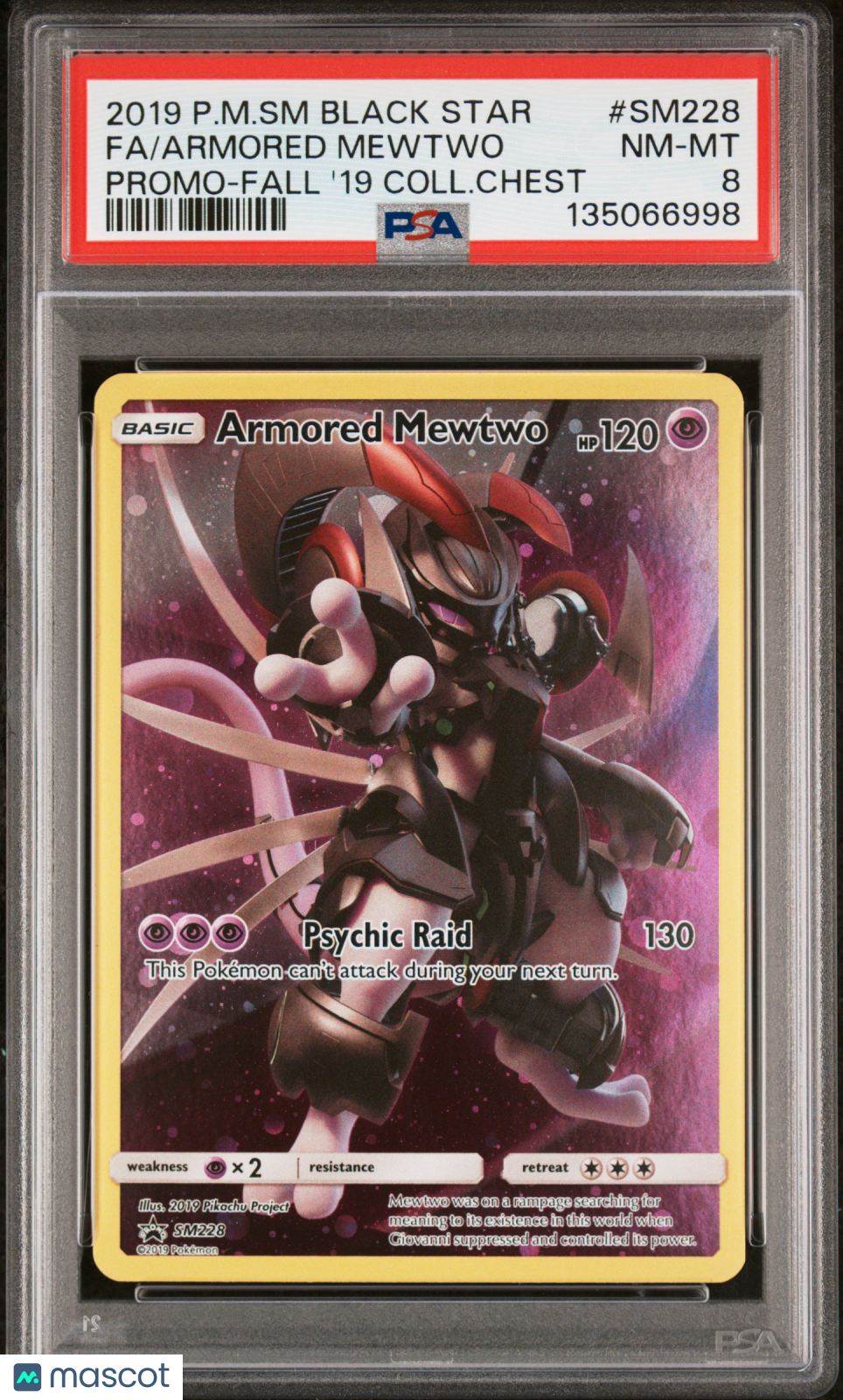 Armored Mewtwo 2019 Pokemon SM Black Star Promo-Fall '19 Coll Chest PSA 8 #SM228