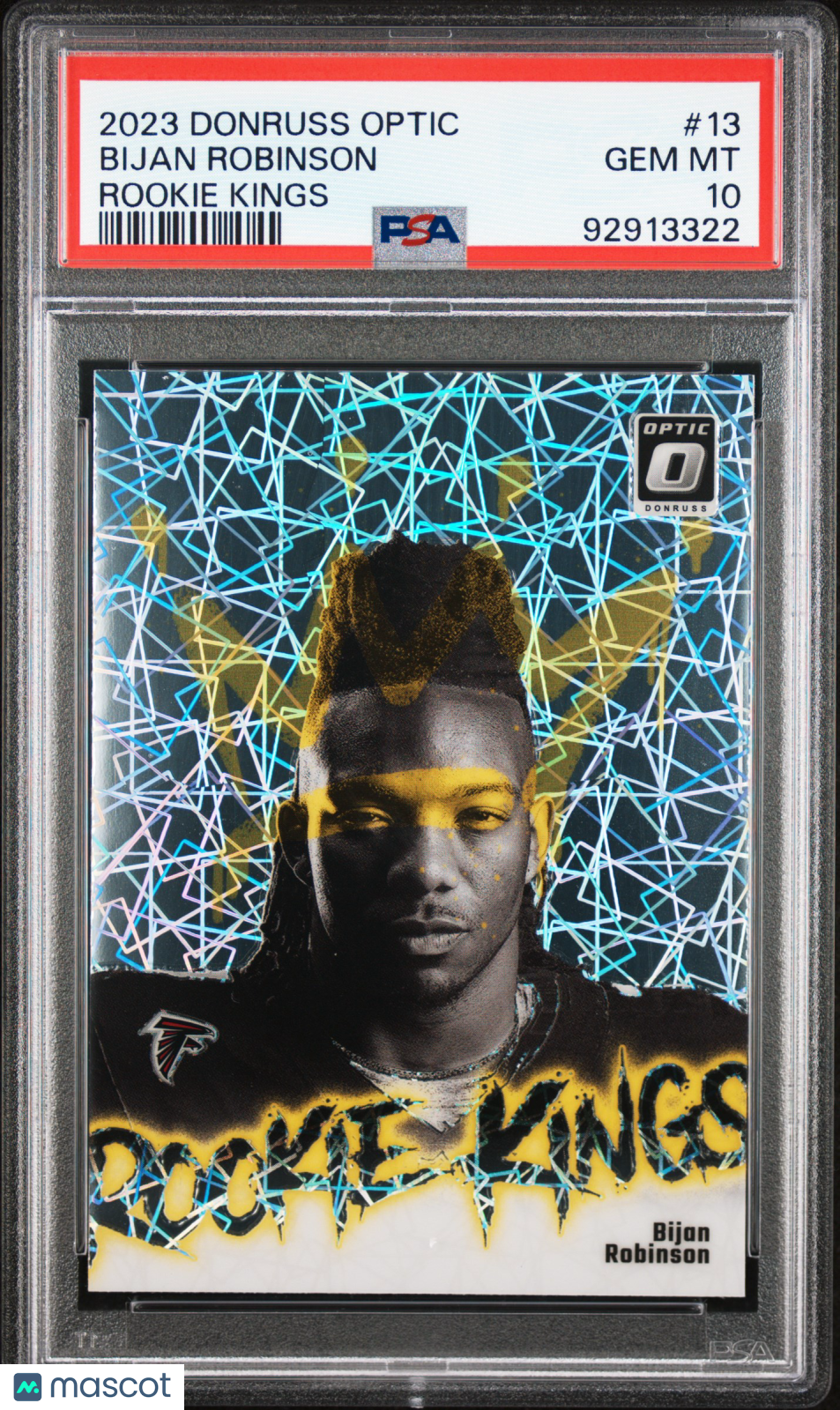 Bijan Robinson 2023 Optic Rookie Kings SSP CASE HIT RC Atlanta Falcons PSA 10