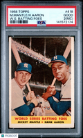 Mickey Mantle / Hank Aaron 1958 Topps MC W. S. Batting Foes Yankees #418 PSA 2
