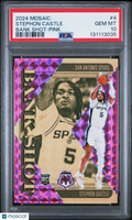 Stephon Castle 2024 Mosaic Bank Shot Pink Prizm Rookie RC Spurs 89/149 PSA 10