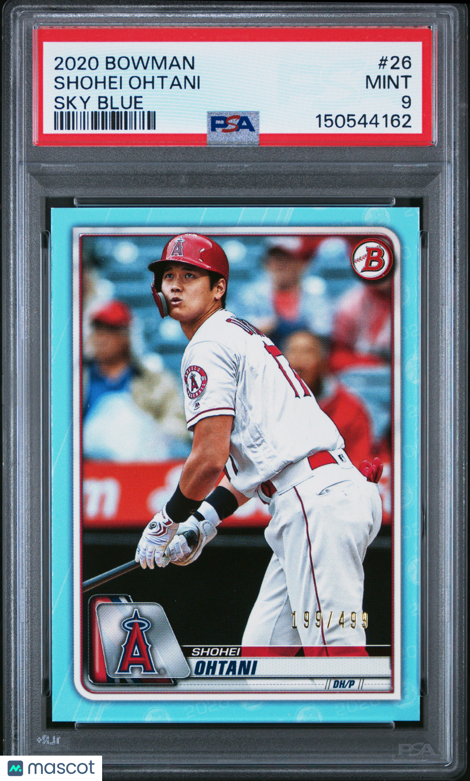 Shohei Ohtani 2020 Bowman Sky Blue Parallel Los Angeles Angels 199/499 PSA 9