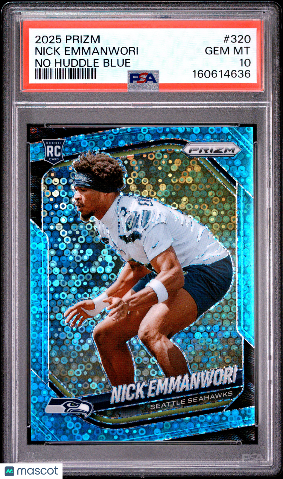 Nick Emmanwori 2025 Prizm No Huddle Blue Rookie RC Seattle Seahawks /125 PSA 10