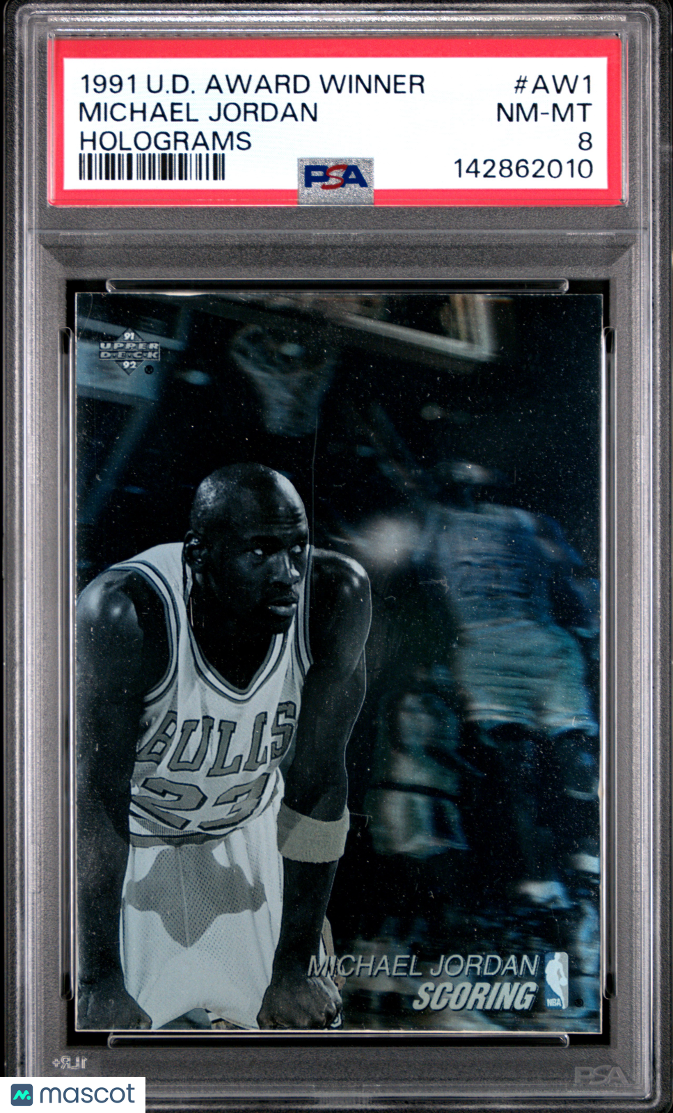Michael Jordan 1991 Upper Deck Award Winner Hologram Chicago Bulls #AW1 PSA 8