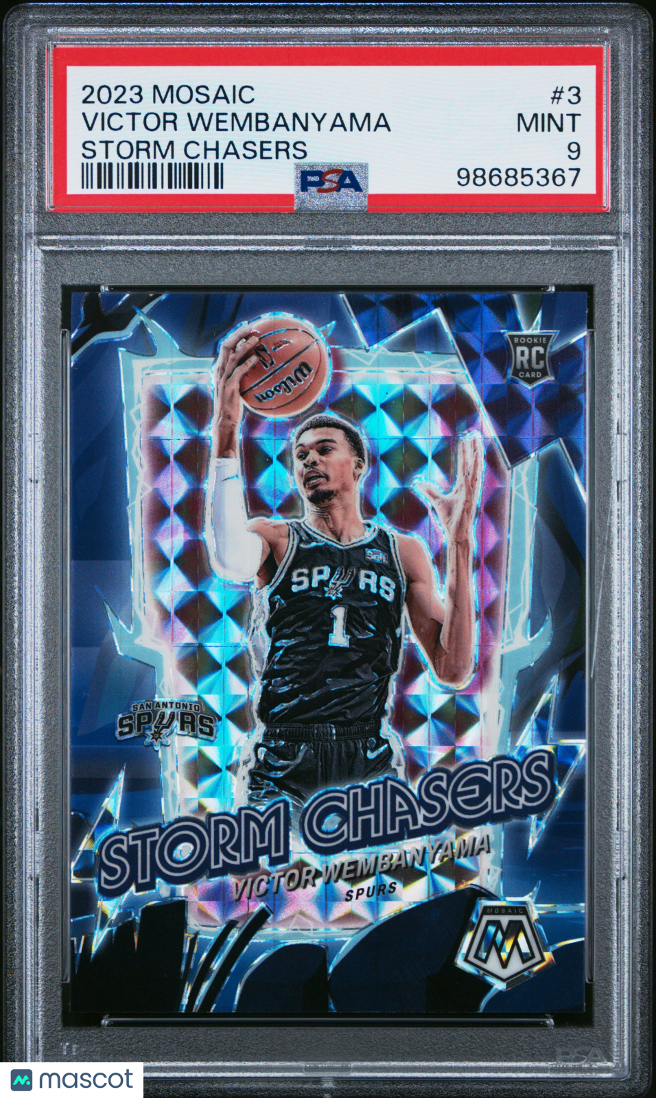 Victor Wembanyama 2023-24 Mosaic Storm Chasers Rookie RC Spurs #3 PSA 9