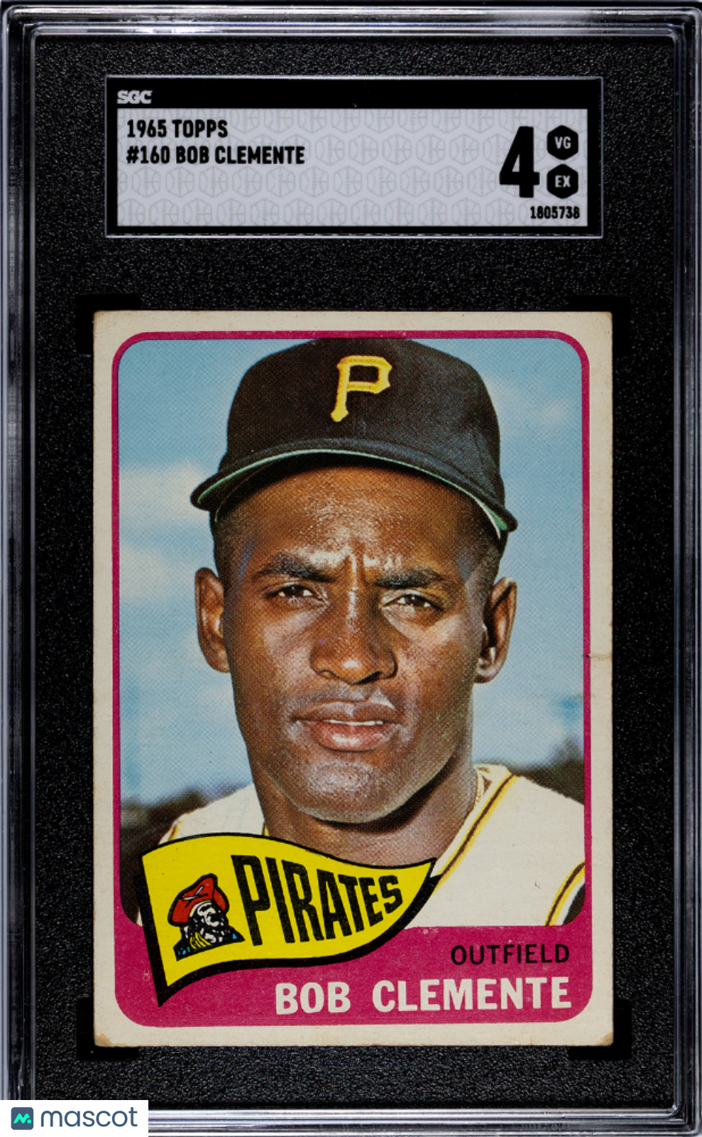 Bob Clemente 1965 Topps Card Pittsburgh Pirates #160 SGC 4