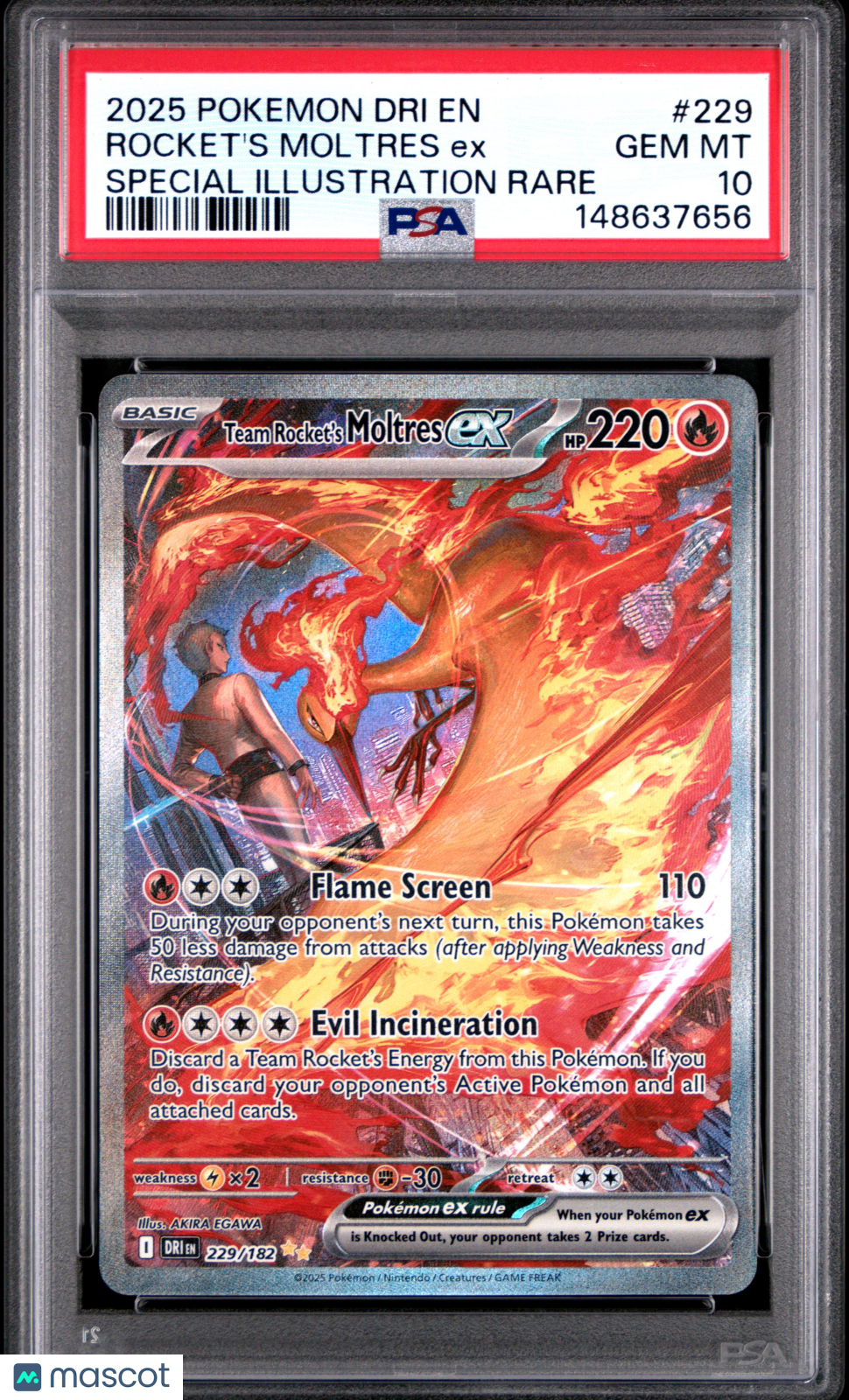 Rocket's Moltres EX Pokemon Destined Rivals Special Illustration Rare PSA 10