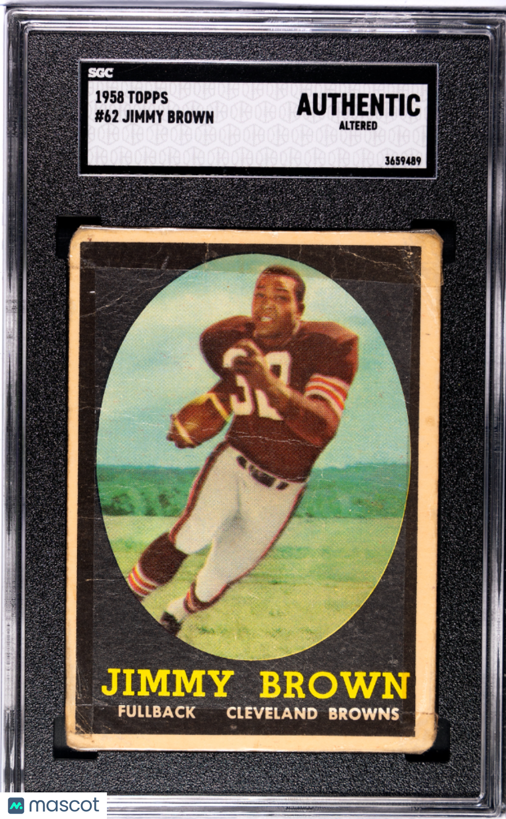 Jimmy Brown 1958 Topps Rookie Card RC Cleveland Browns #62 SGC A