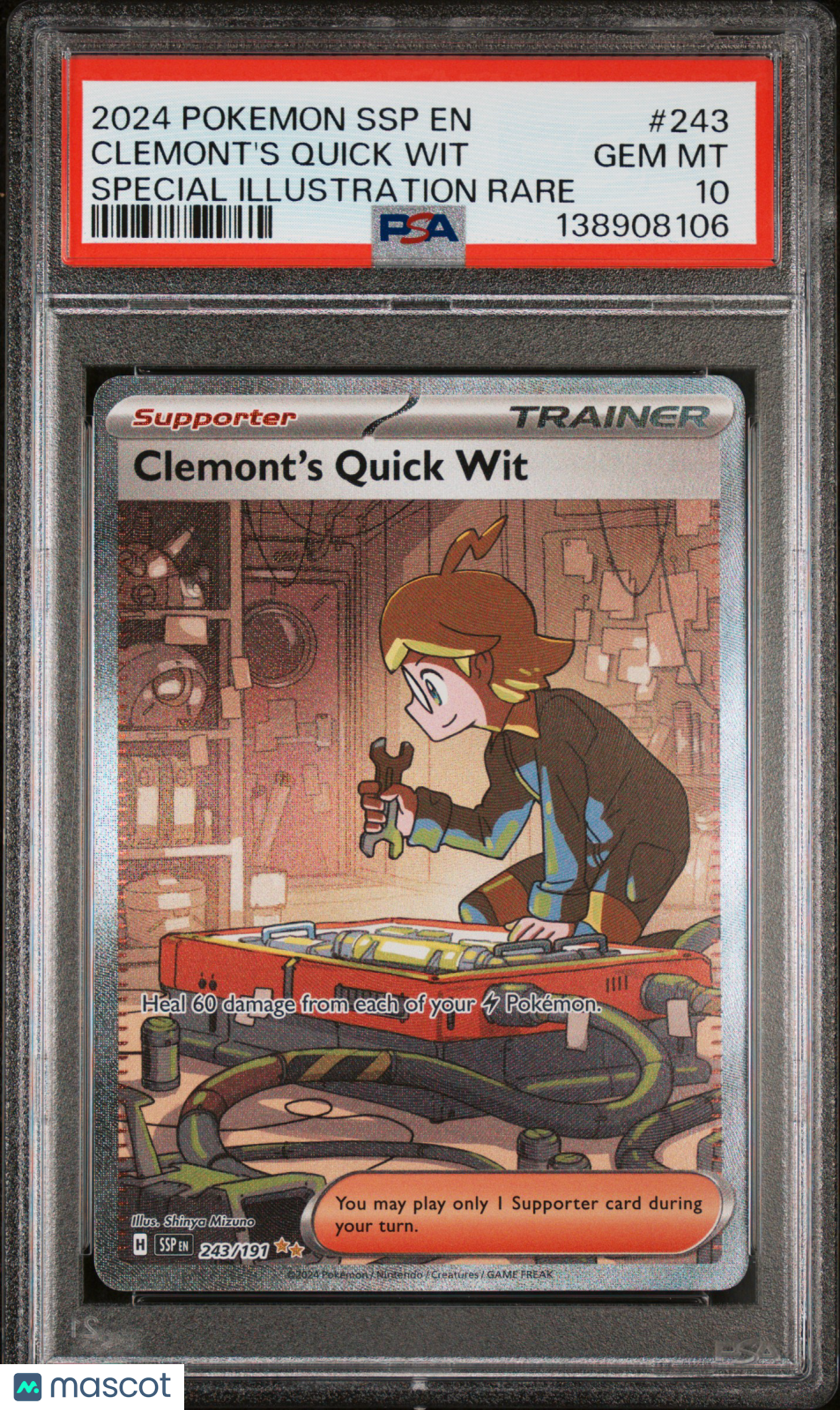 Clemont's Quick Wit 2024 Pokemon Surging Sparks SIR PSA 10 #243