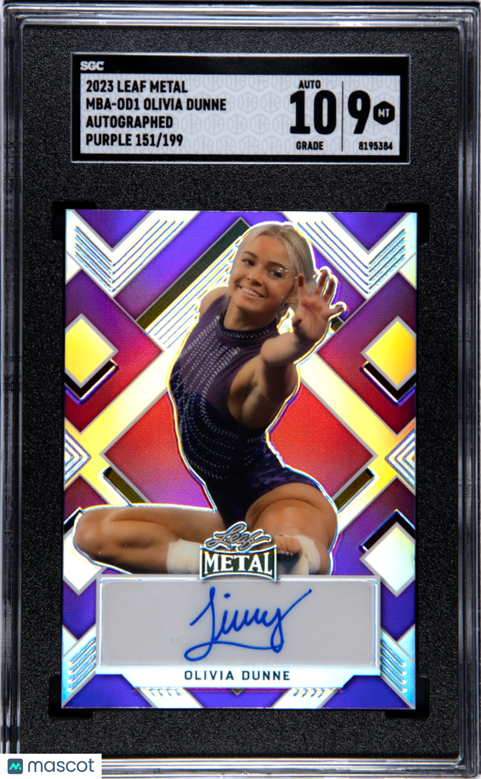 Olivia Dunne 2023 Leaf Metal Auto Autograph Purple LSU 151/199 SGC 9 Auto 10