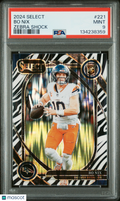 Bo Nix 2024 Select Club Level Zebra Prizm SSP Rookie RC Denver Broncos PSA 9