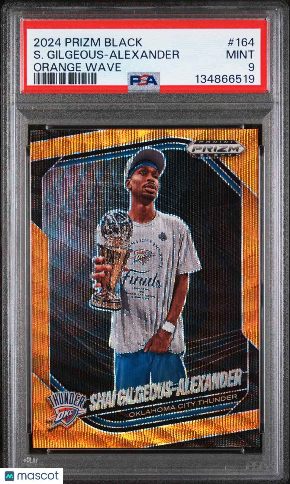 Shai Gilgeous-Alexander 2024 Prizm Black Orange Wave OKC Thunder 34/60 PSA 9