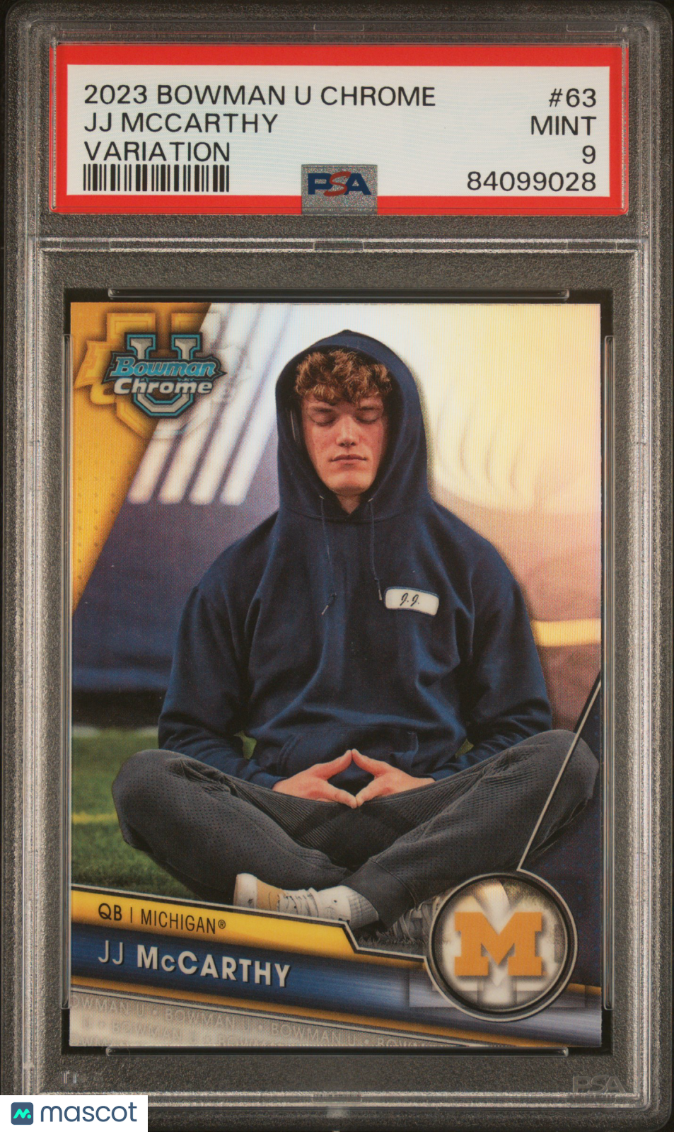 JJ Mccarthy 2023 Bowman Chrome Image Variation RC SSP Michigan Wolverines PSA 9