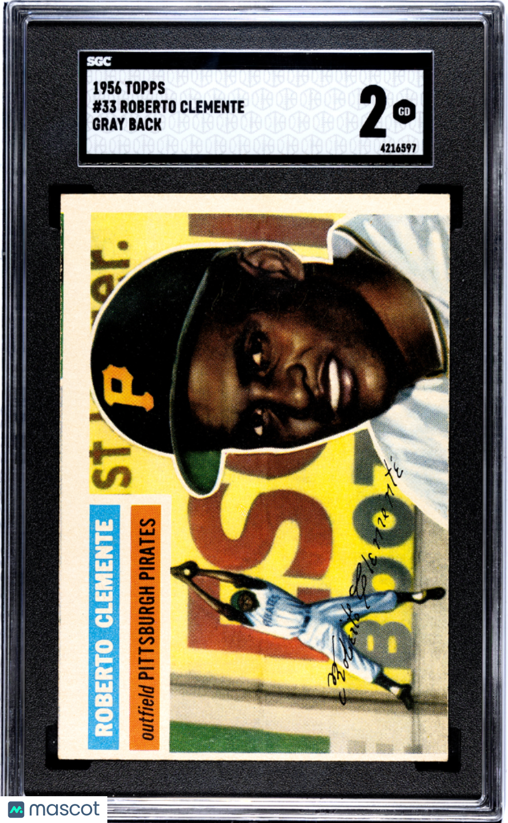 Roberto Clemente 1956 Topps Gray Back Pittsburgh Pirates #33 SGC 2