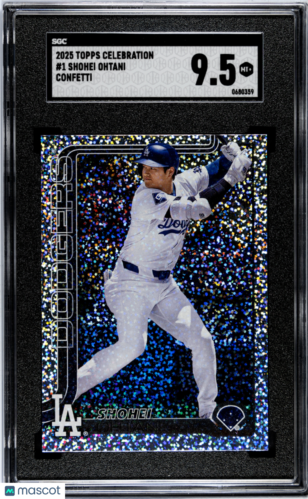 Shohei Ohtani 2025 Topps Confetti SSP Parallel Los Angeles Dodgers SGC 9.5