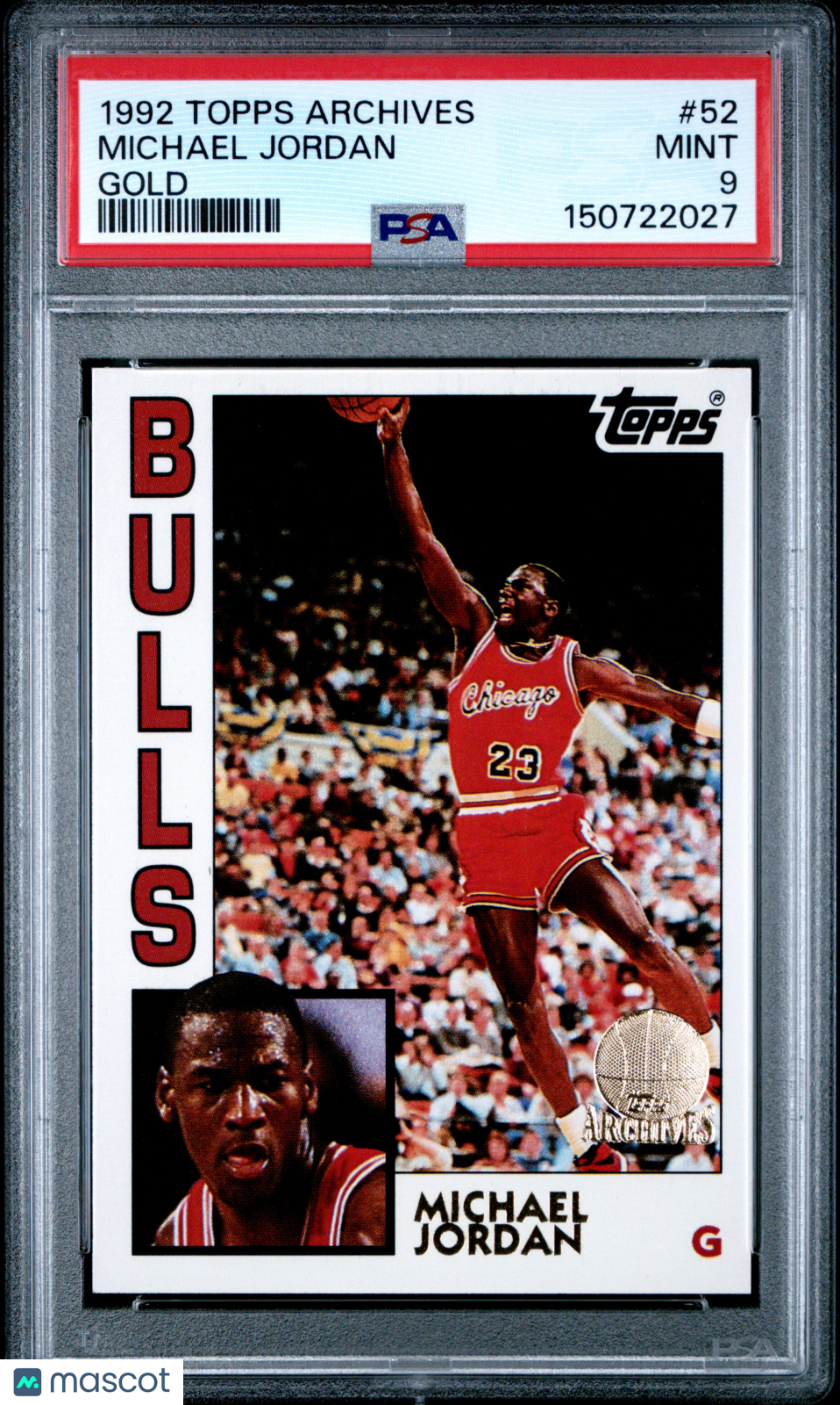 Michael Jordan 1992 Topps Archives GOLD Chicago Bulls #52 PSA 9