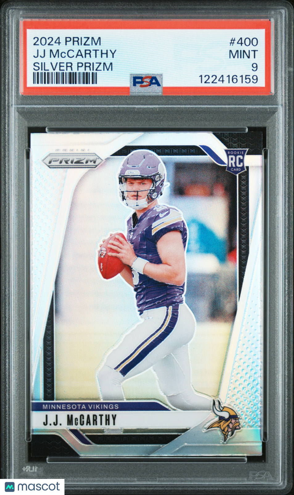 JJ Mccarthy 2024 Panini Prizm Silver Prizm Rookie RC Vikings #400 PSA 9