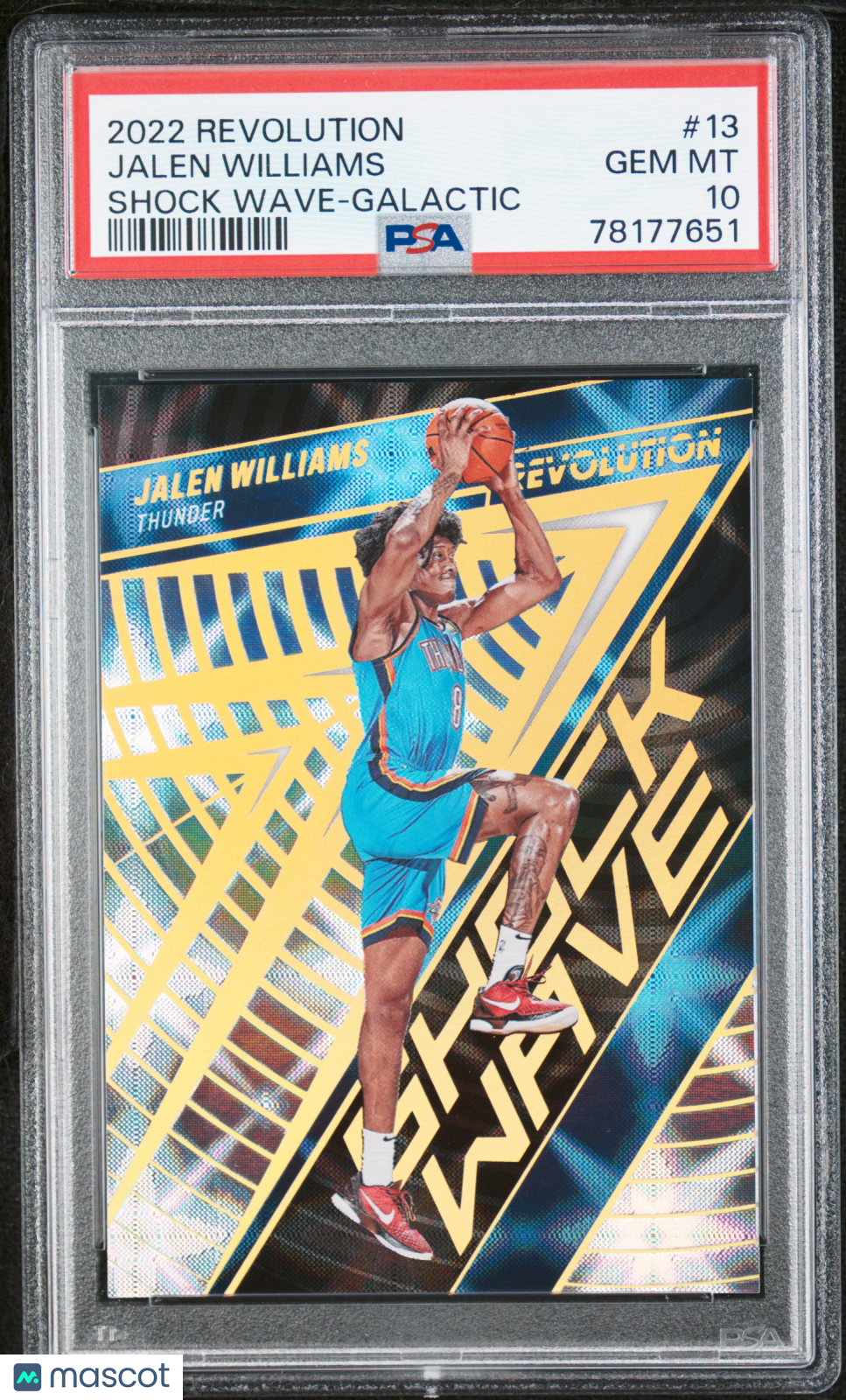 Jalen Williams 2022-23 Revolution Shock Wave Galactic CASE HIT RC Thunder PSA 10