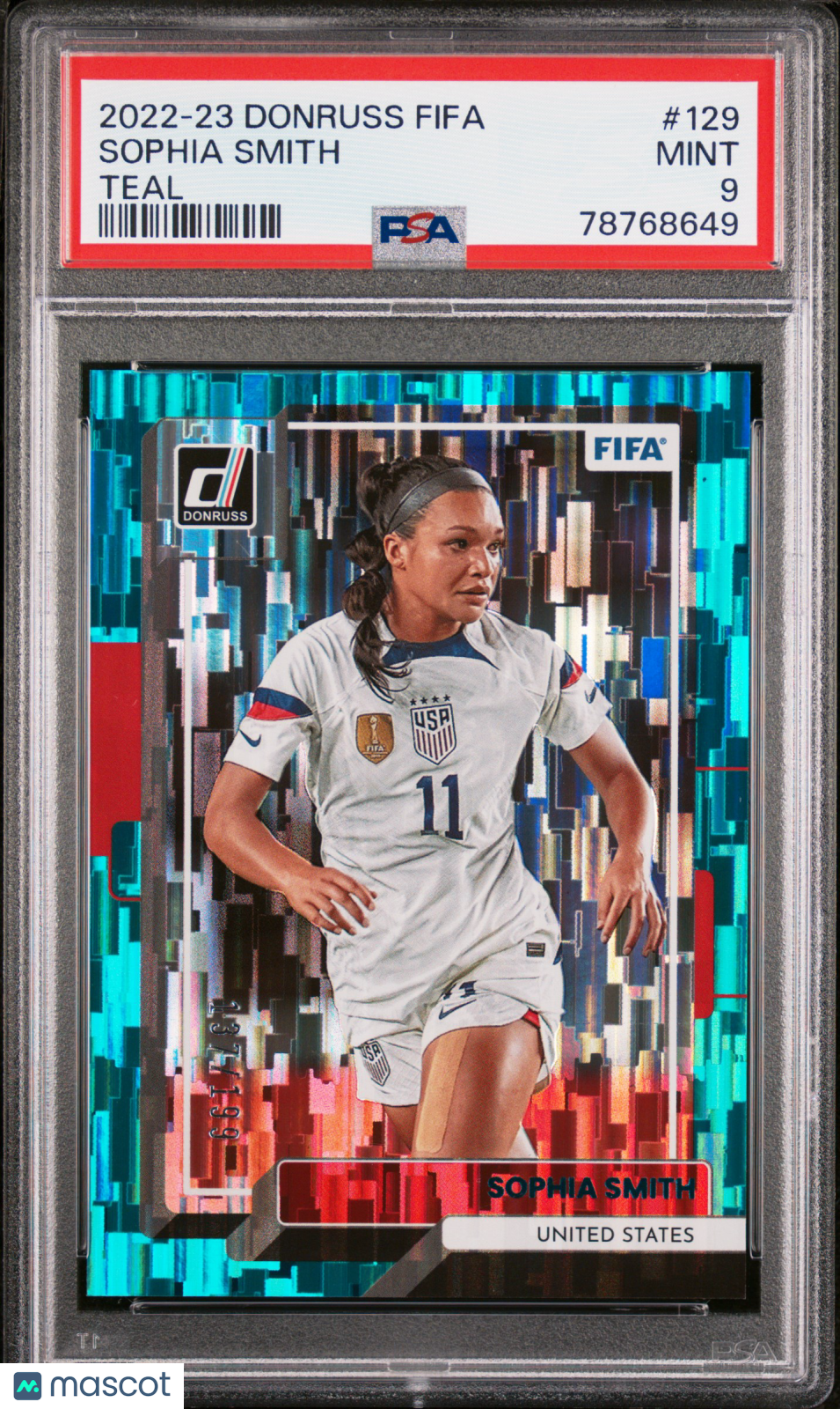 Sophia Smith 2022 Donruss FIFA Teal Parallel United States USA 137/199 PSA 9