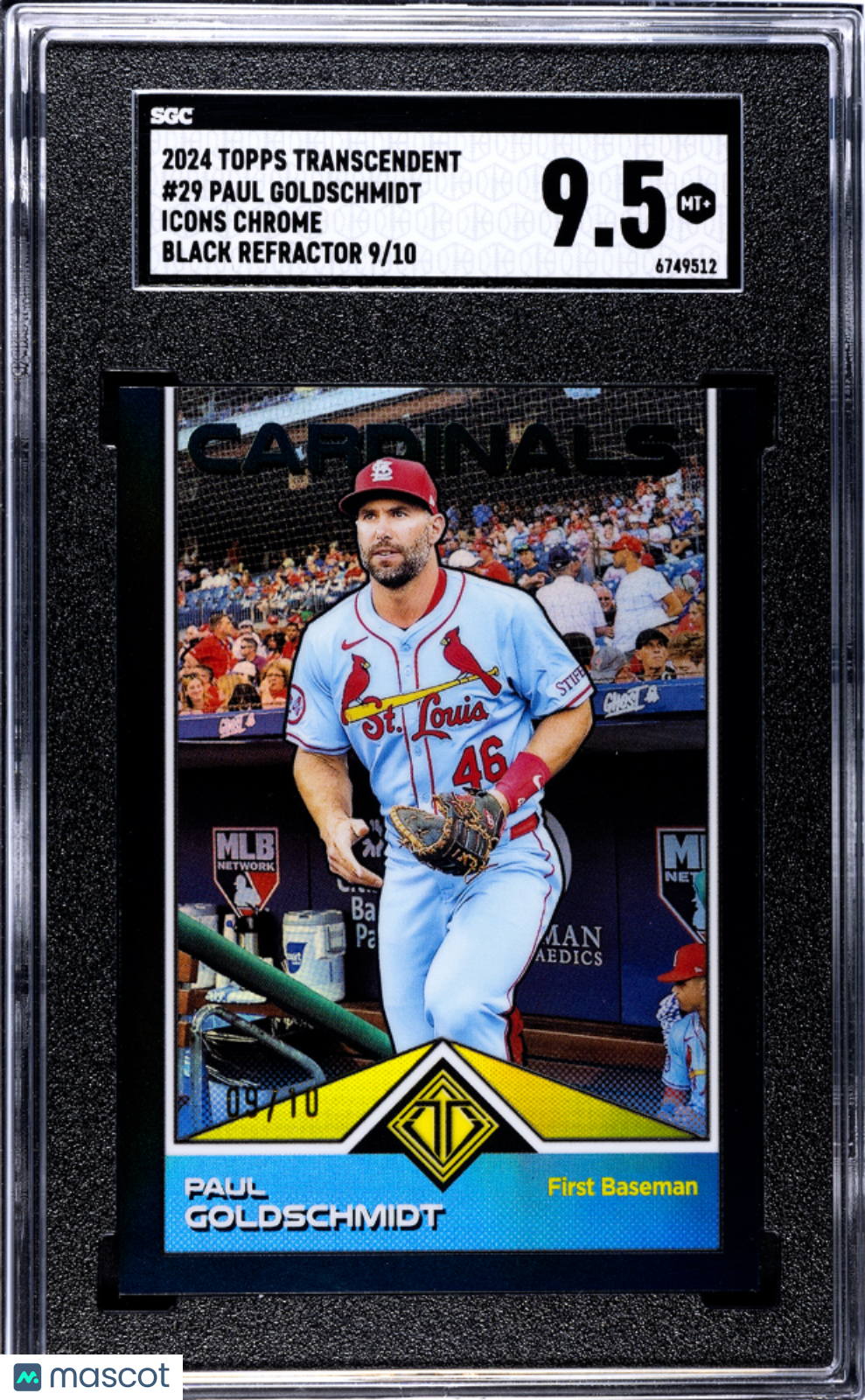 Paul Goldschmidt 2024 Topps Transcendent Black Refractor Cardinals 9/10 SGC 9.5