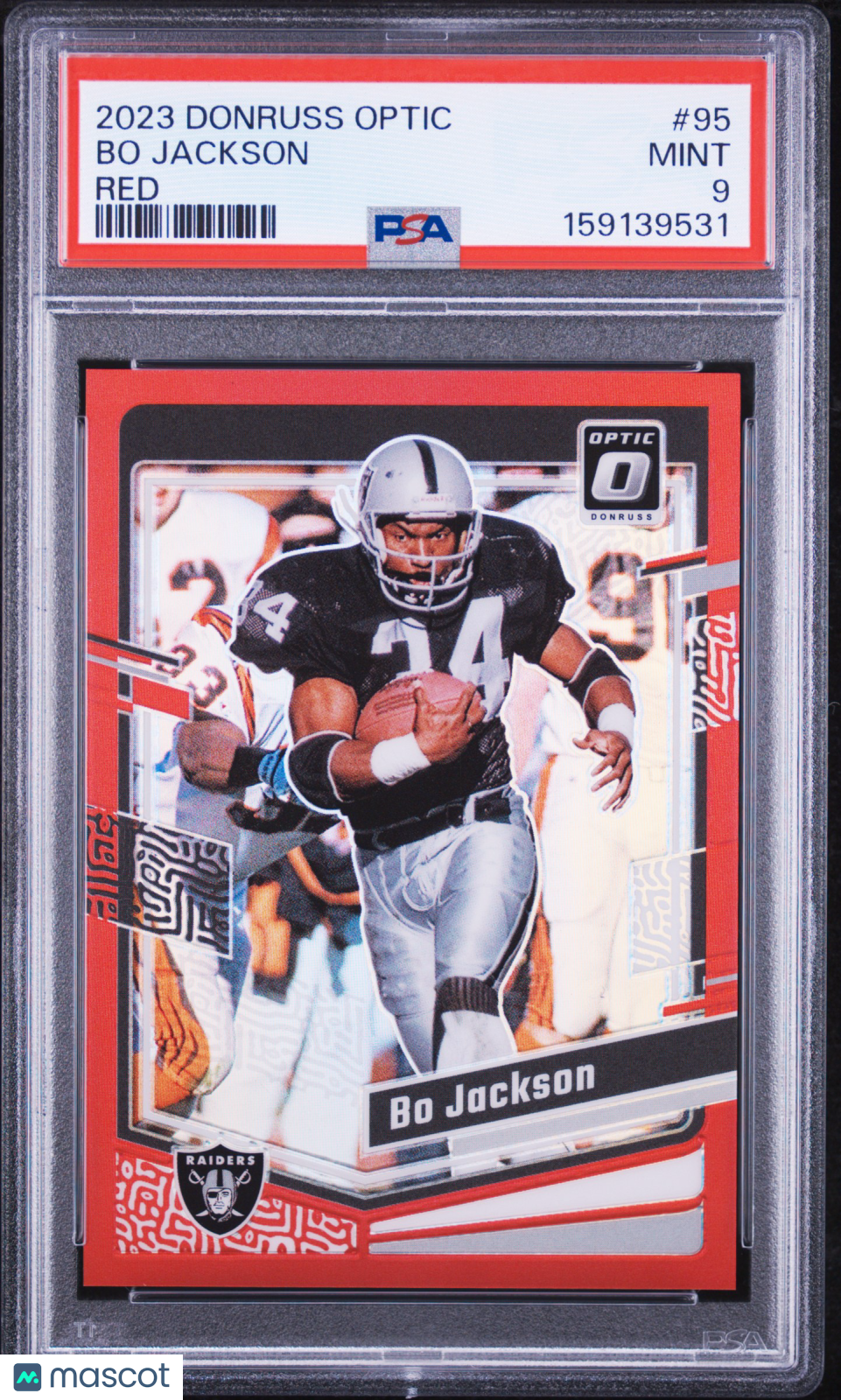Bo Jackson 2023 Optic Red Prizm Oakland Raiders 14/99 #95 PSA 9