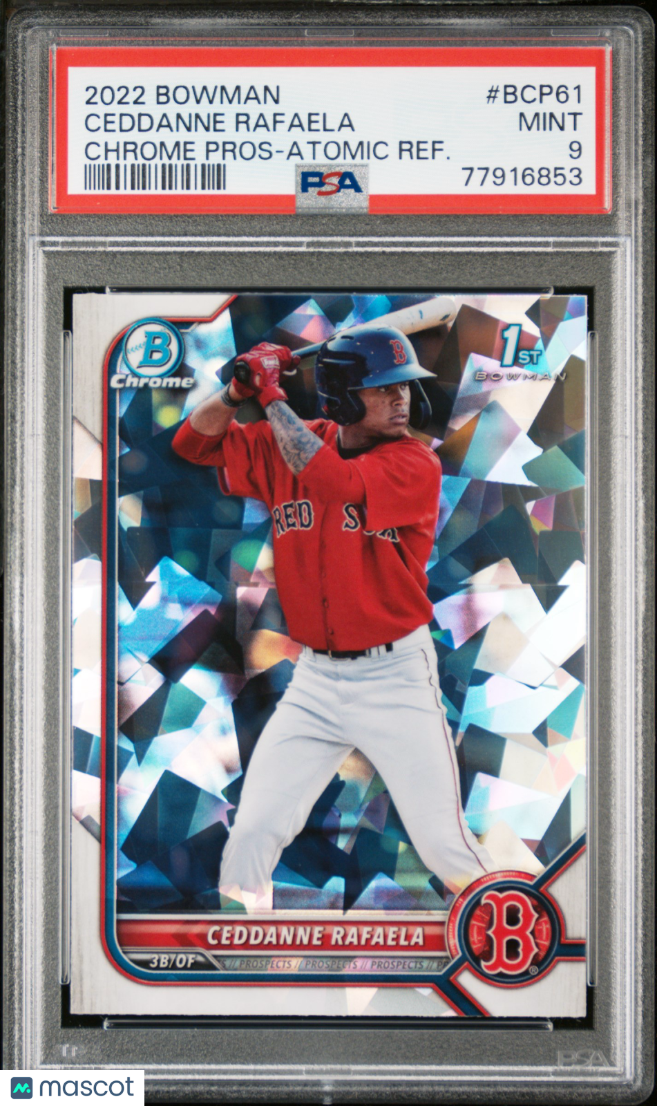 Ceddanne Rafaela 2022 Bowman Chrome 1st Atomic Refractor RC Red Sox PSA 9