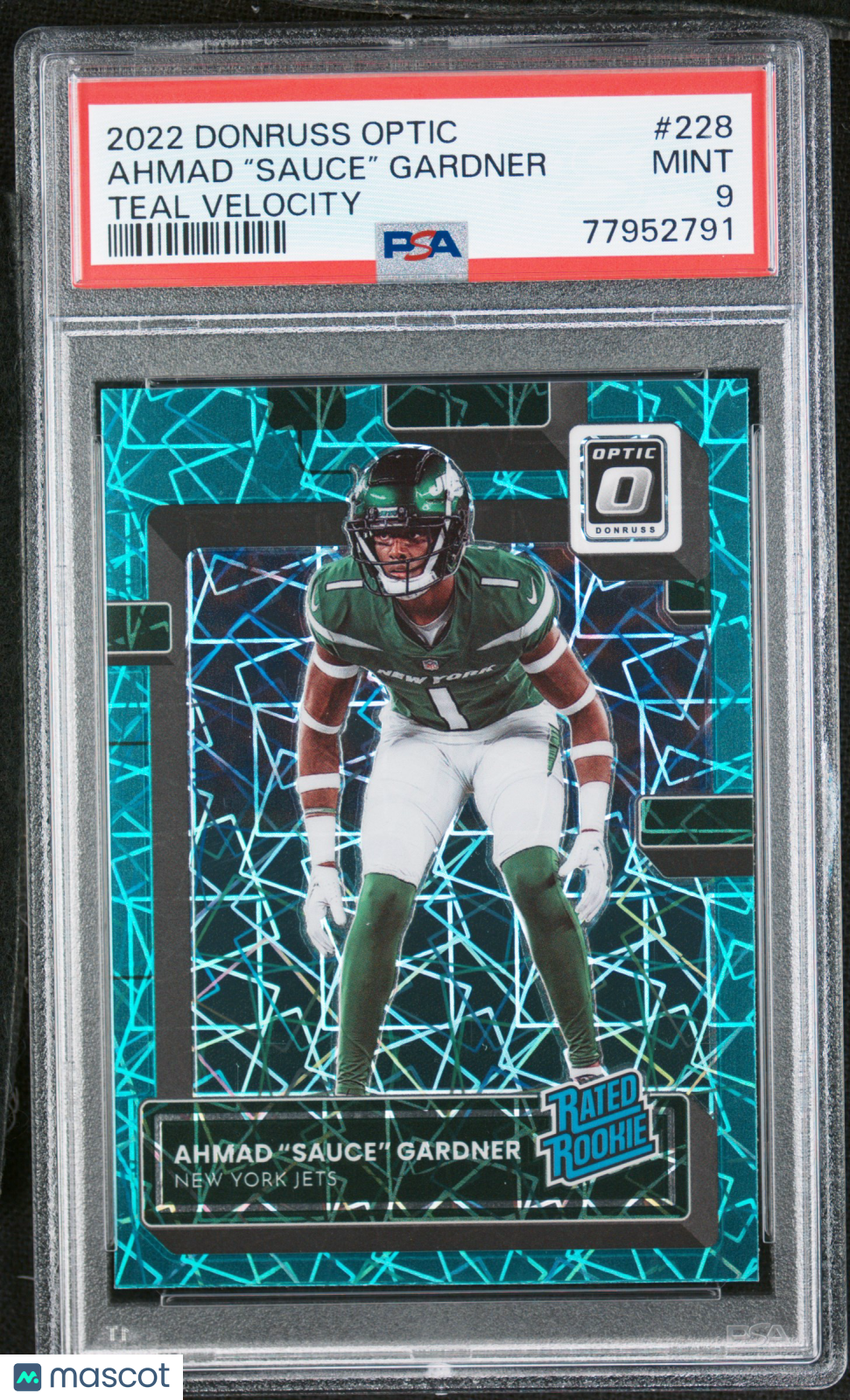 Sauce Gardner 2022 Optic Rated Rookie Teal Velocity RC New York Jets PSA 9