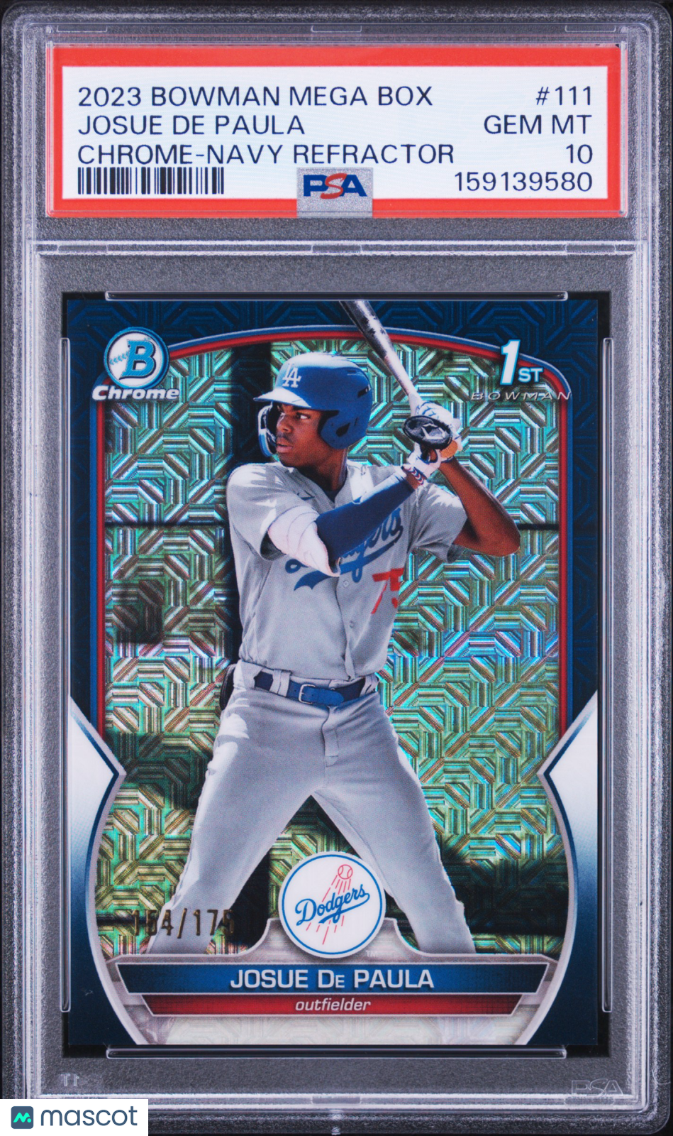Josue De Paula 2023 Bowman Chrome 1st Navy Mega Box Dodgers 154/175 PSA 10