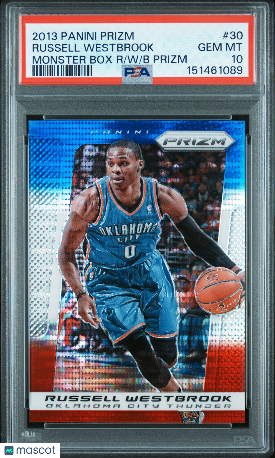 Russell Westbrook 2013-14 Prizm Red White & Blue Prizm OKC Thunder PSA 10