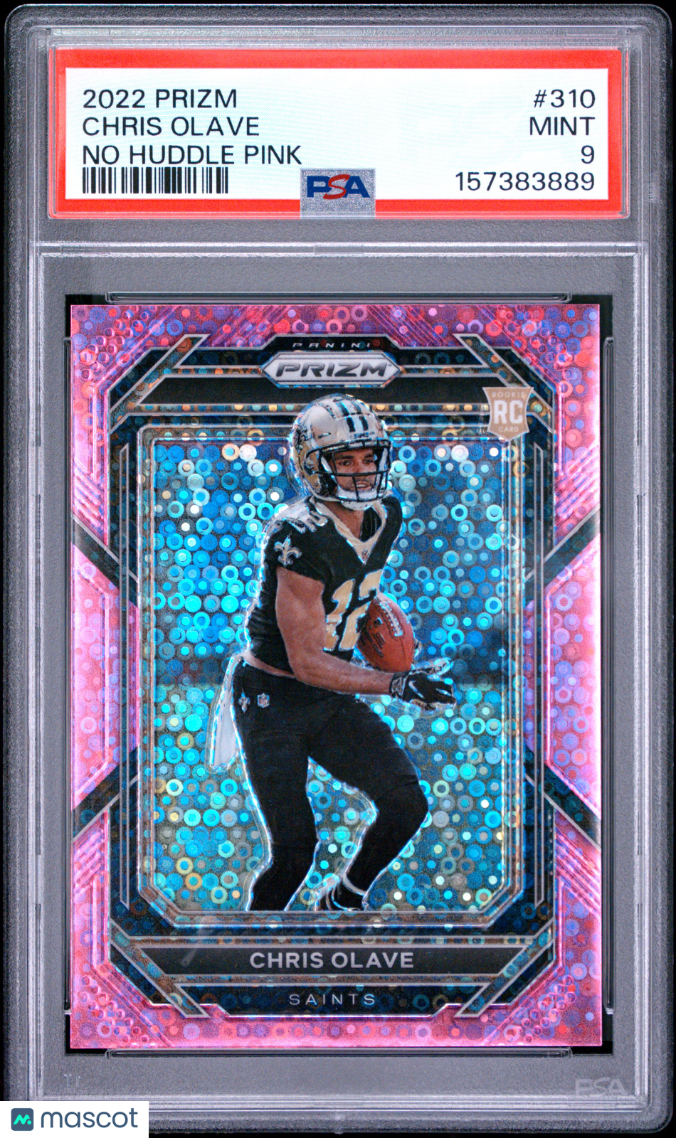 Chris Olave 2022 Prizm Pink No Huddle Rookie RC New Orleans Saints 5/15 PSA 9