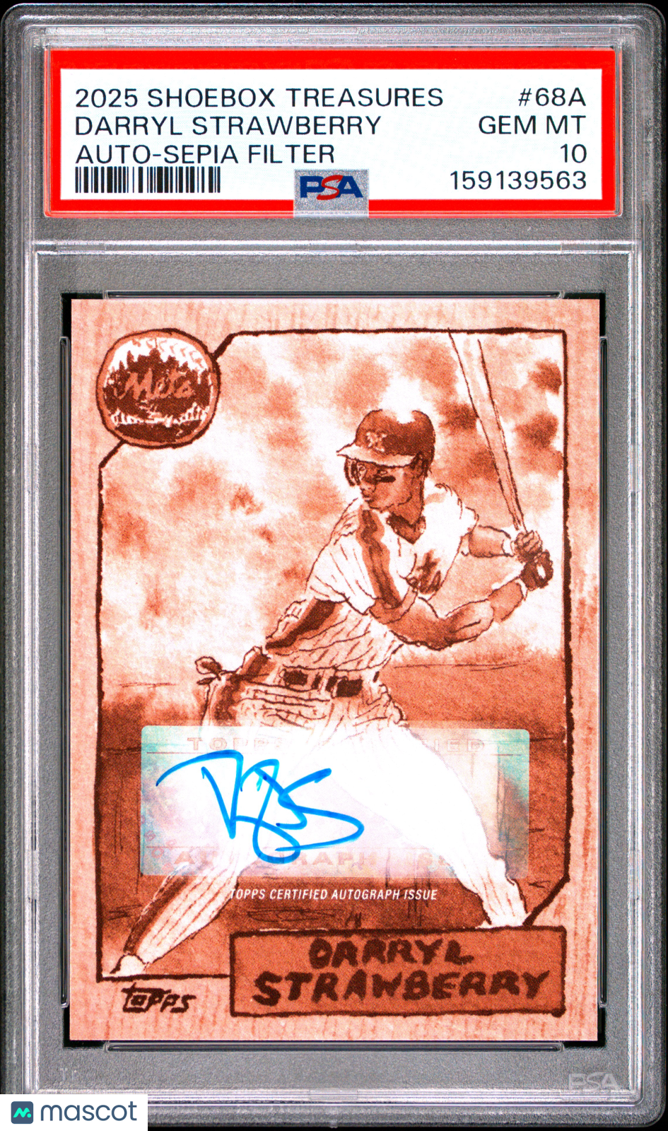 Darryl Strawberry 2025 Topps Shoebox Treasures Auto Autograph Mets 32/50 PSA 10