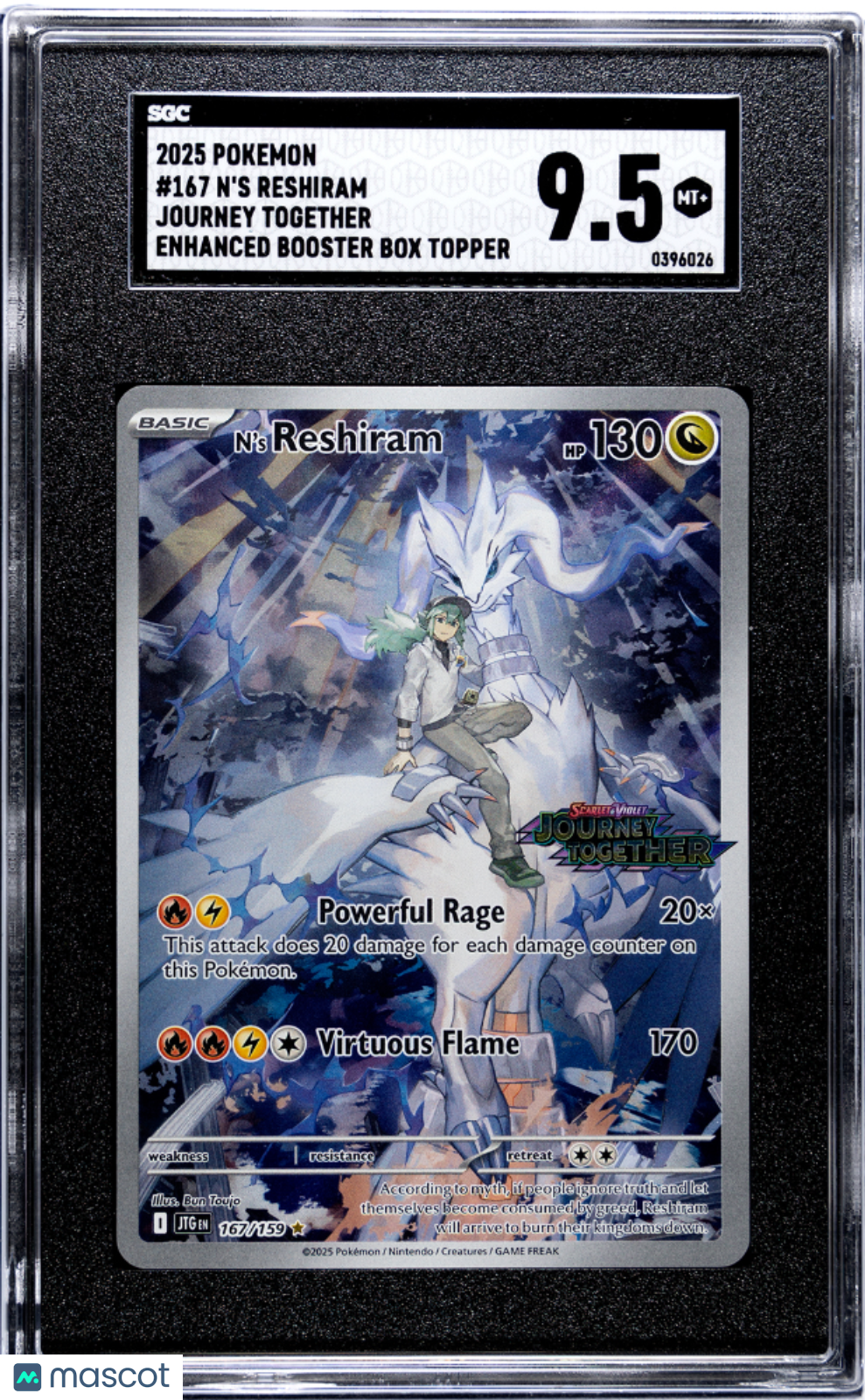 N'S Reshiram 2025 Pokemon Journey Together SGC 9.5 #167
