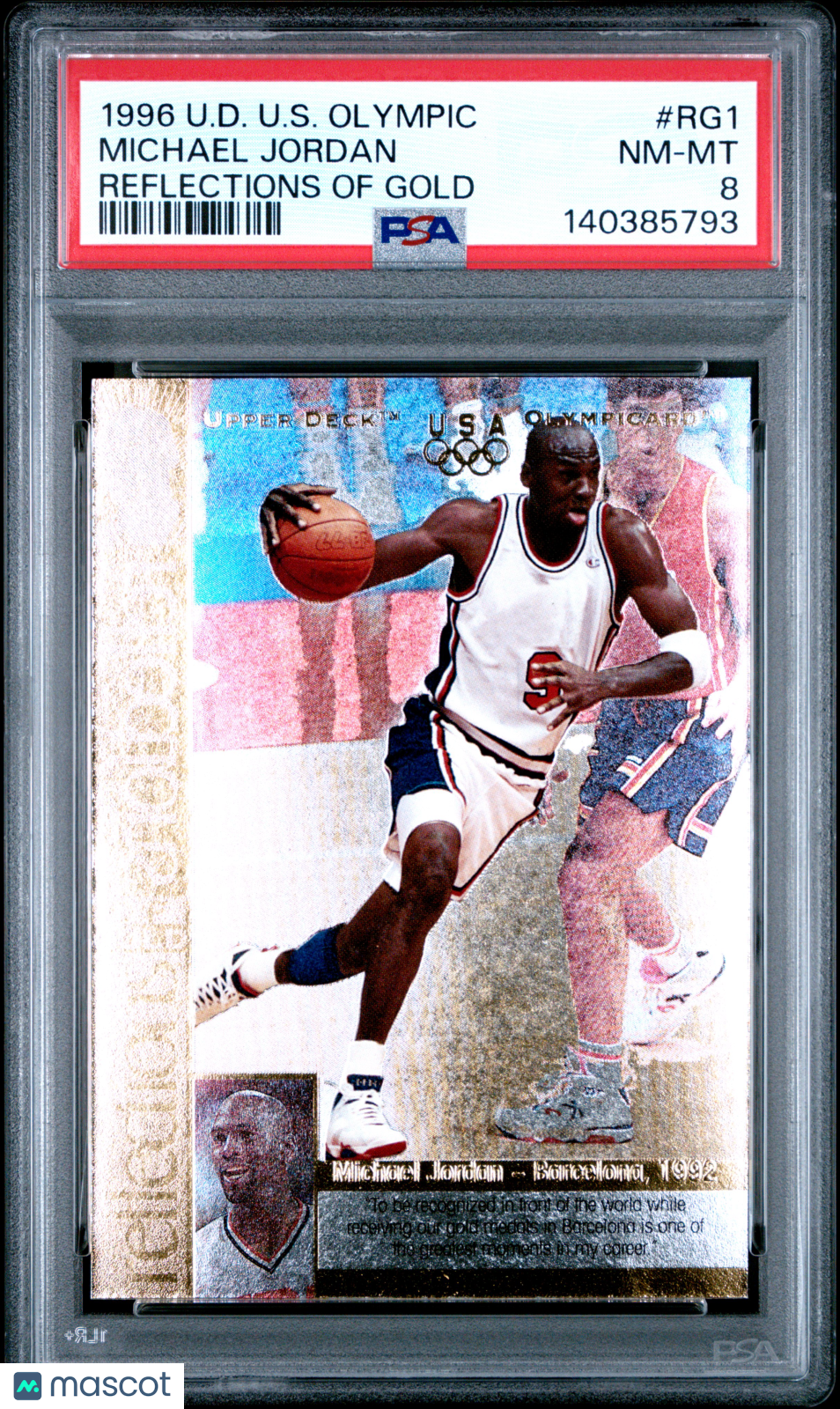 Michael Jordan 1996 Upper Deck Reflections Of Gold Bulls PSA 8