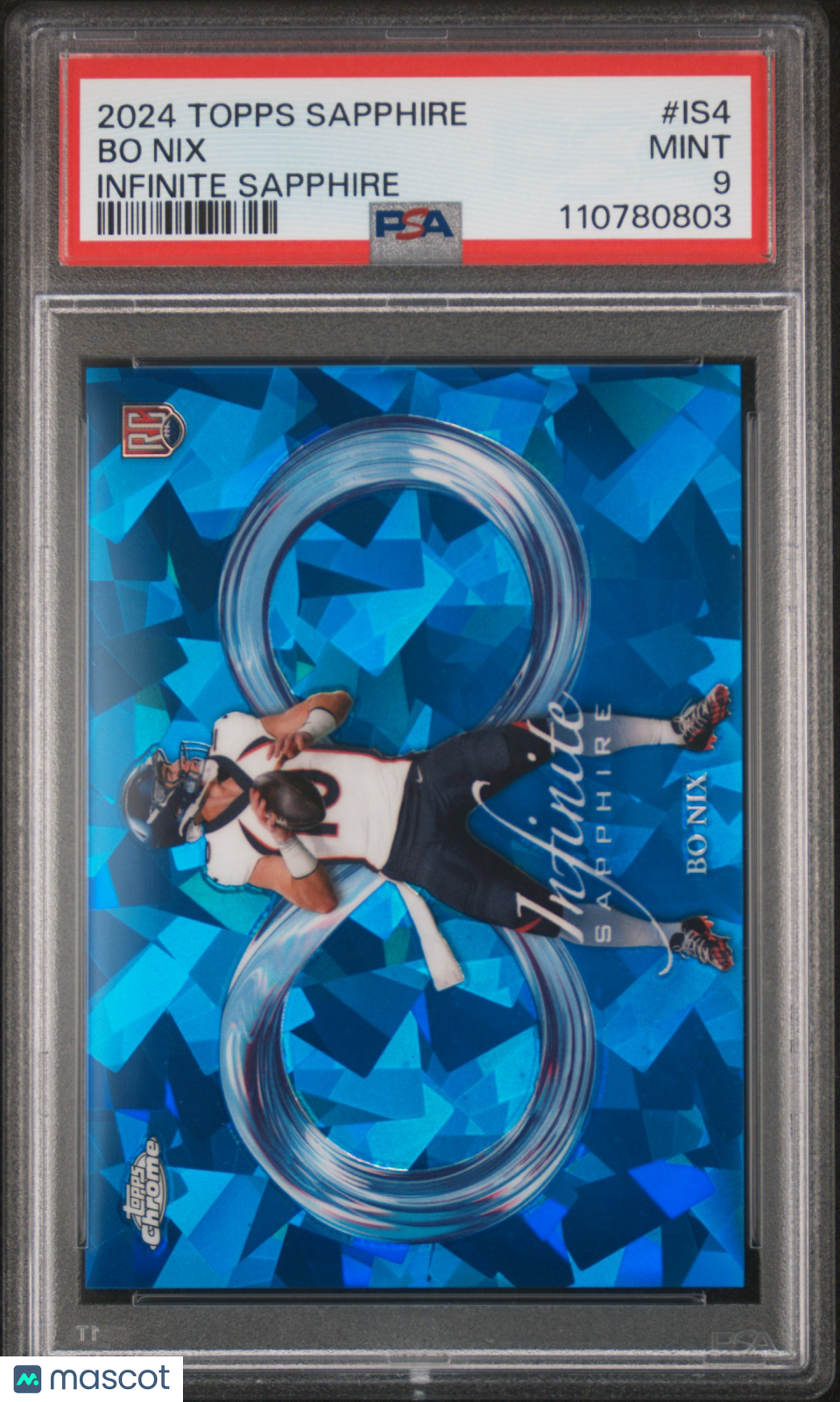 Bo Nix 2024 Topps Chrome Sapphire Infinite CASE HIT SSP RC Broncos PSA 9