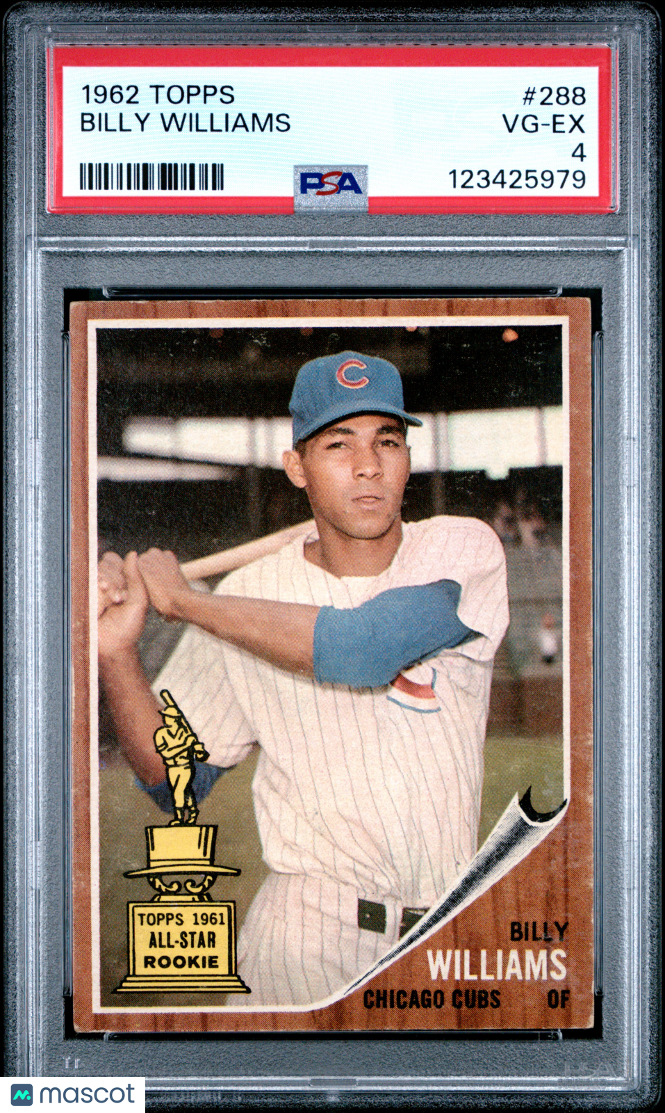 Billy Williams 1962 Topps Card Chicago Cubs #288 PSA 4