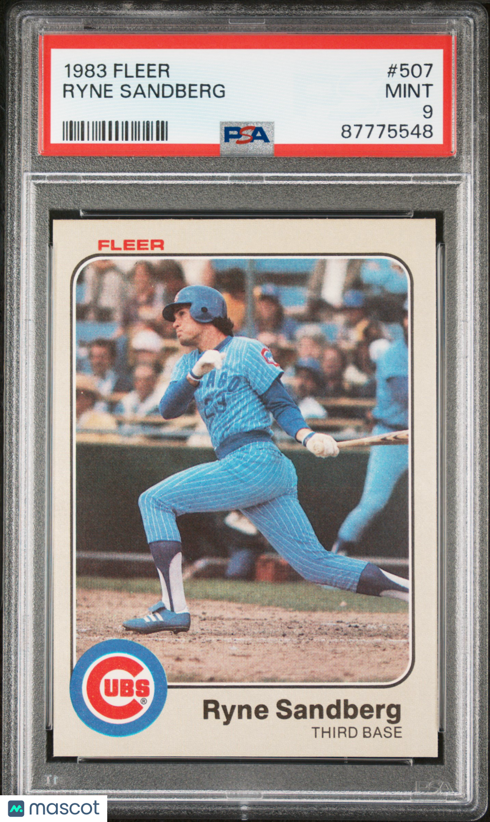 Ryne Sandberg 1983 Fleer Rookie Card RC Chicago Cubs #507 PSA 9