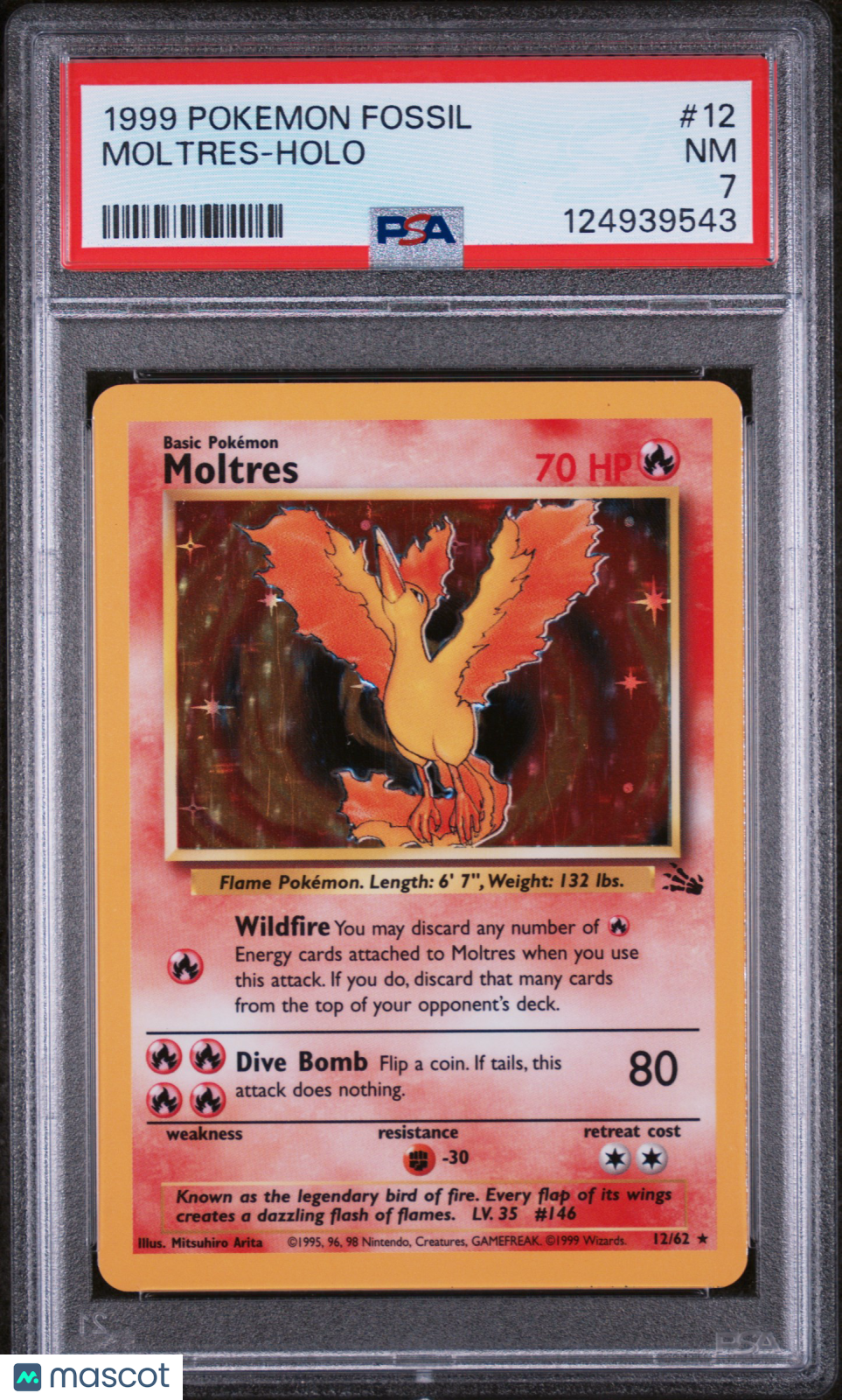 Moltres 1999 Pokemon Fossil Holo PSA 7 #12