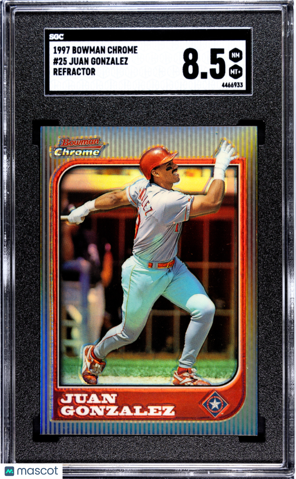 Juan Gonzalez 1997 Bowman Chrome Refractor Texas Rangers SGC 8.5