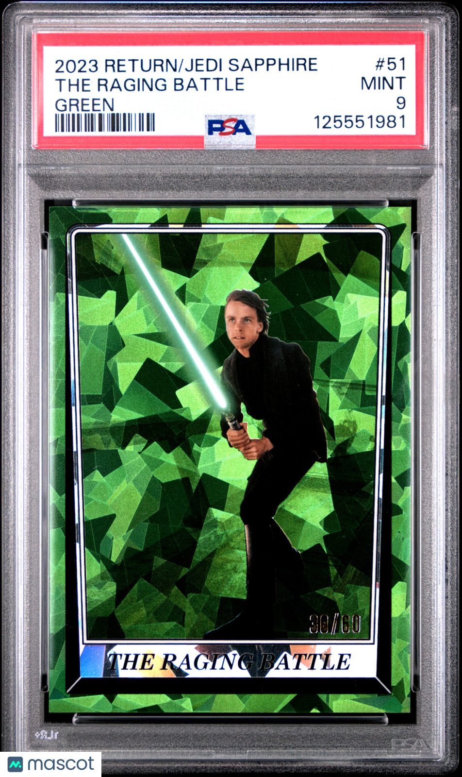 Luke Skywalker 2023 Topps Chrome Sapphire Star Wars Raging Battle /60 #51 PSA 9