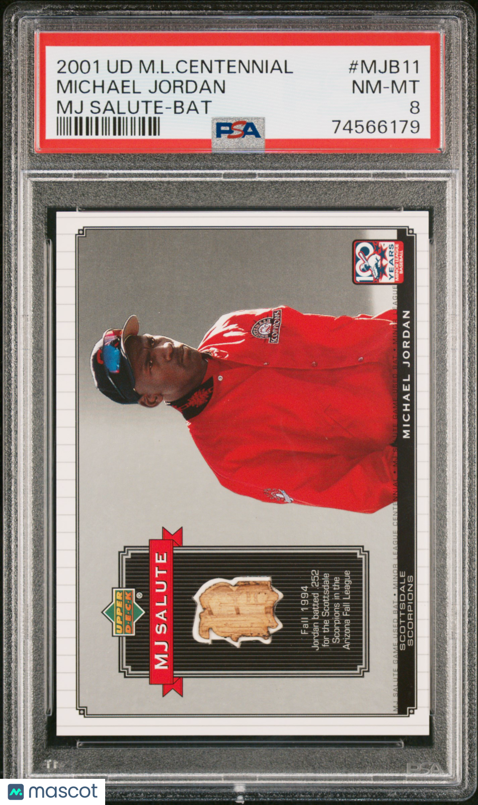 Michael Jordan 2001 Upper Deck Minor League Centennial MJ Salute-Bat PSA 8