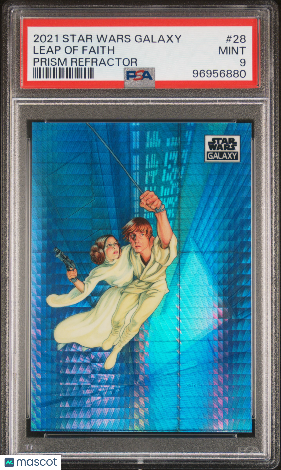 Leap Of Faith 2021 Topps Chrome Star Wars Galaxy Prism Refractor 32/75 #28 PSA 9