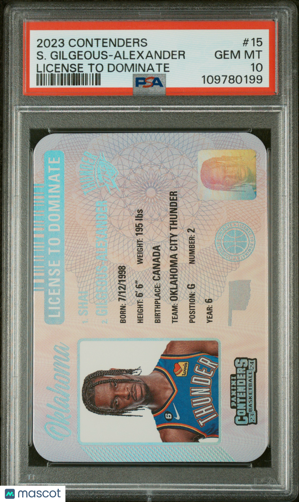 Shai Gilgeous-Alexander 2023 Contenders License To Dominate CASE HIT PSA 10