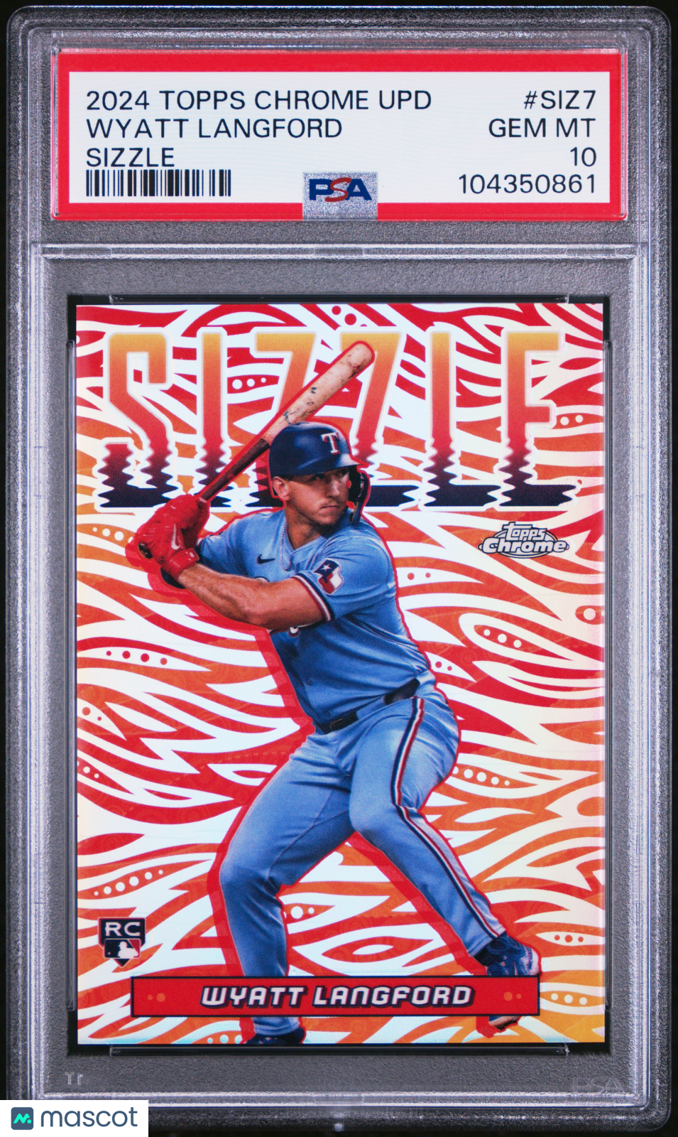 Wyatt Langford 2024 Topps Chrome Update Sizzle SSP CASE HIT Rangers PSA 10