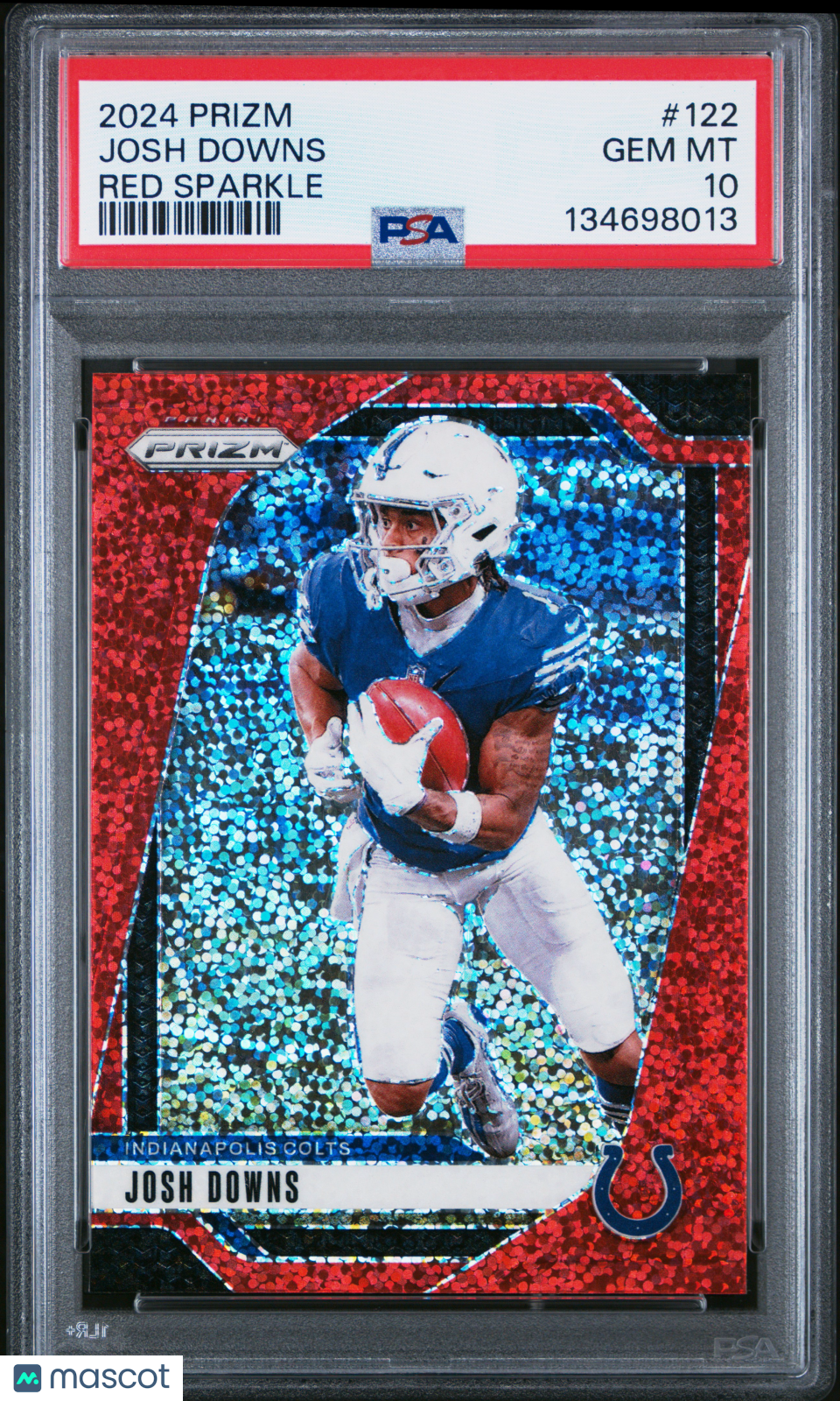Josh Downs 2024 Prizm Red Sparkle SSP Indianapolis Colts #122 PSA 10