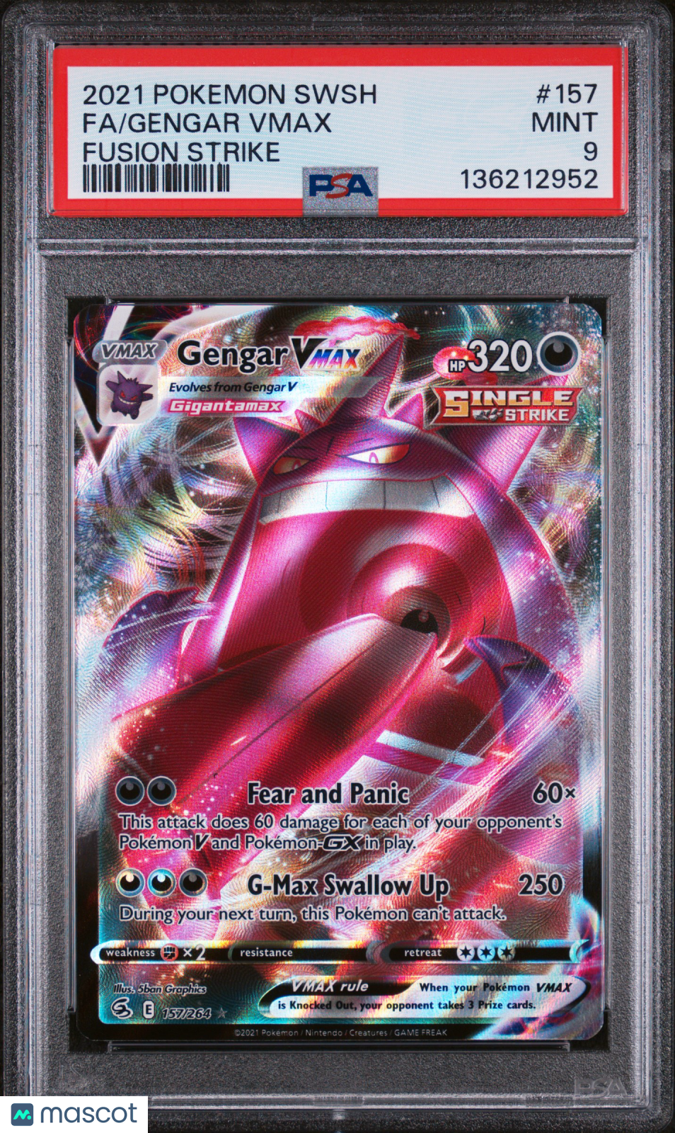 Gengar VMAX 2021 Pokemon Sword & Shield Fusion Strike Fusion Strike Fa PSA 9