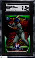 Wyatt Langford 2023 Bowman Chrome 1st Green Refractor RC Rangers 50/99 SGC 9.5
