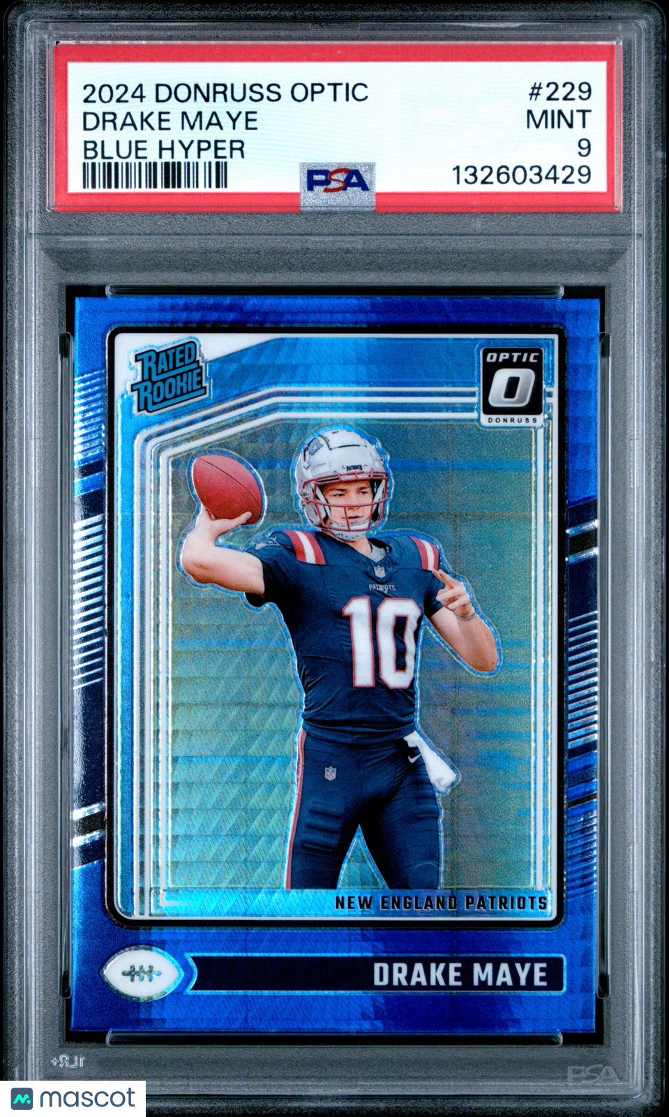 Drake Maye 2024 Optic Rated Rookie Blue Hyper RC New England Patriots #229 PSA 9