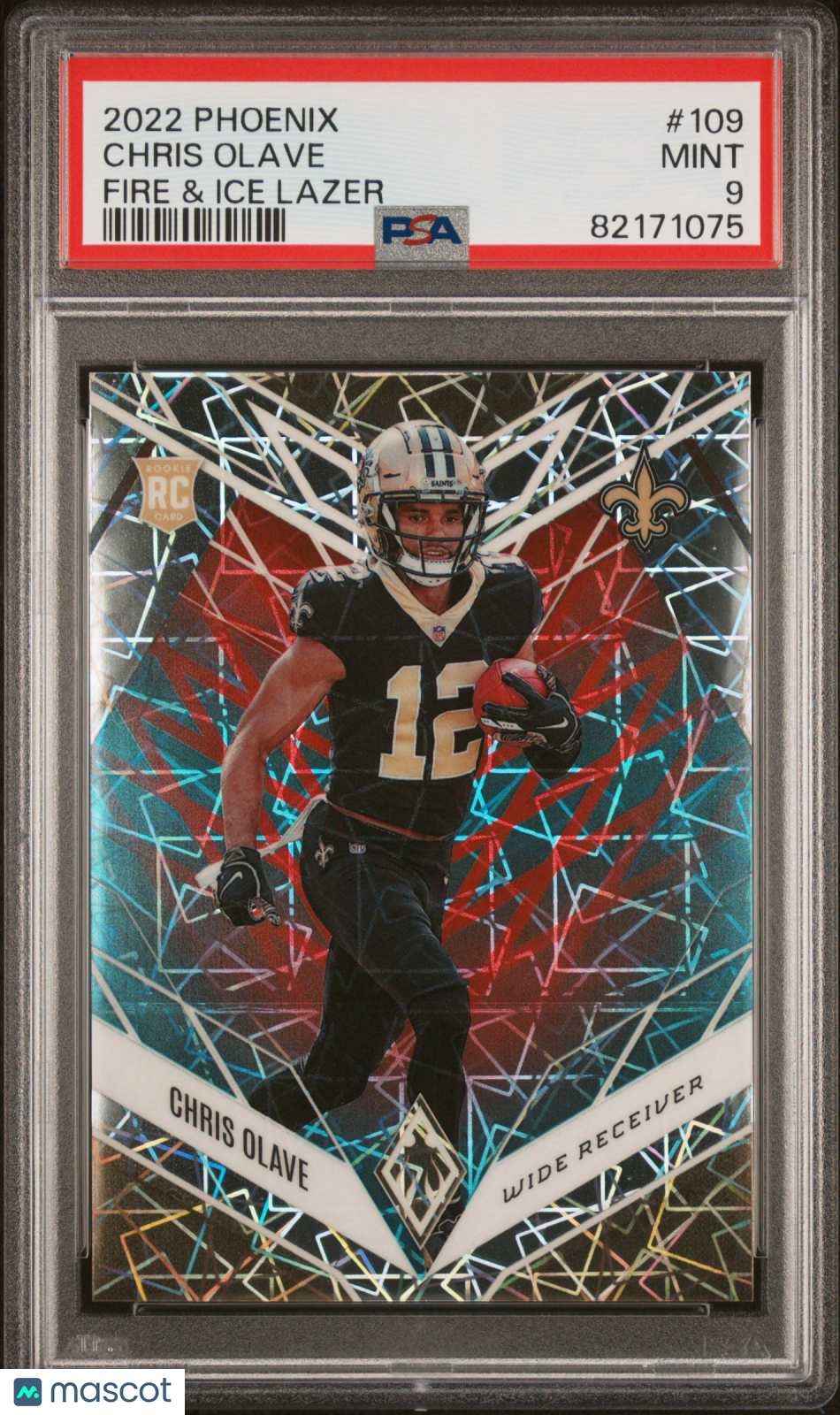 Chris Olave 2022 Phoenix Fire & Ice Lazer Rookie RC Saints 44/50 PSA 9