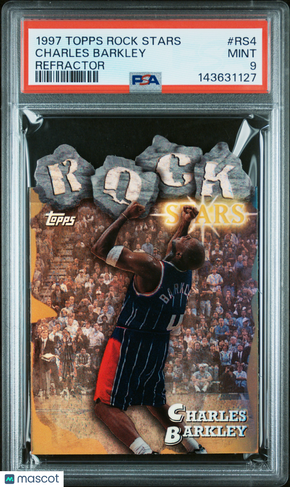 Charles Barkley 1997 Topps Rock Stars Refractor Houston Rockets #RS4 PSA 9