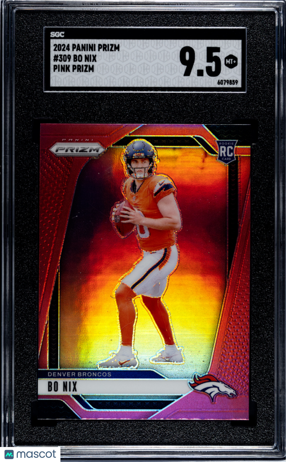 Bo Nix 2024 Prizm Pink Rookie RC Denver Broncos SGC 9.5