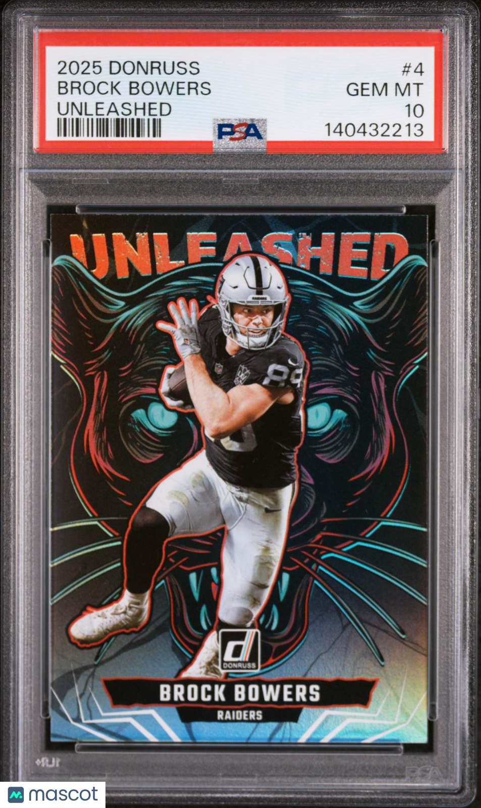 Brock Bowers 2025 Donruss Unleashed CASE HIT Las Vegas Raiders PSA 10